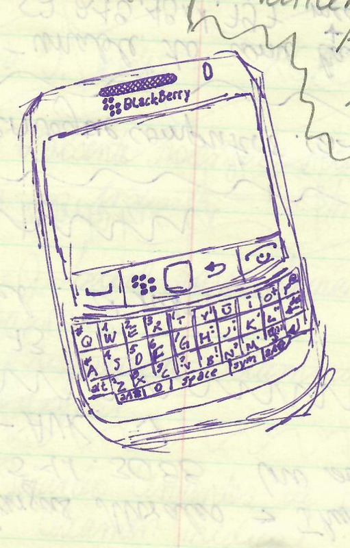 Image of a BlackBerry phone drawn during a phone call.